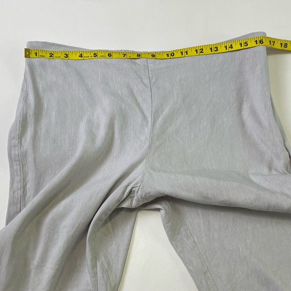 J.Jill Gray Linen Blend Pants Size M Elastic Waist Side Zipper Button Hem Preppy - Picture 12 of 16